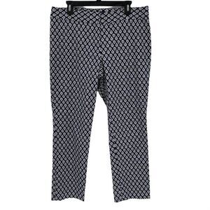 Tommy Hilfiger Floral Ankle Pants Stretch Navy Blue White Women Size 12